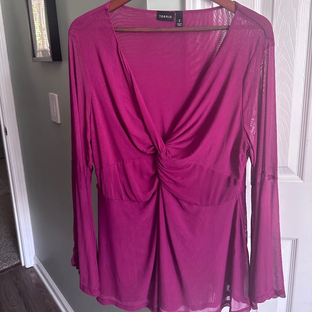 SALE — TORRID - Semi Sheer BohoTunic Top - Magenta - PLUS size 2 (18/20)
